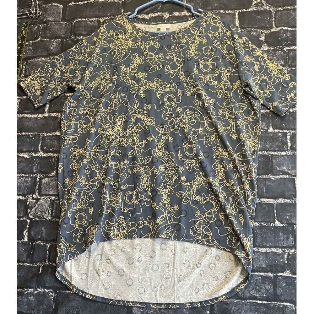 Disney Lularoe Womens Small Tunic Style Minnie Mouse Gold Blue Short Sleeve‎